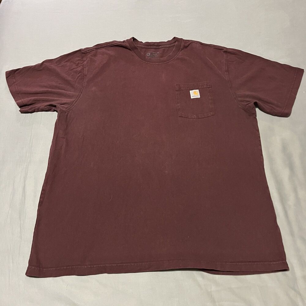 Carhartt T Shirt‎ Mens 2XL Burgundy Loose Fit Pocket Tee Short Sleeve K87 PRT